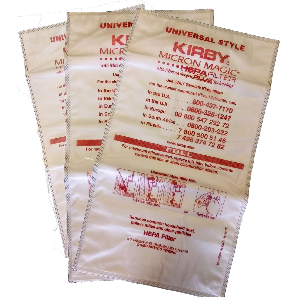 Genuine Kirby's Ultimate Filtration Bags, MICRON ALLERGEN PLUS Fits All Kirby Models 3 Pk