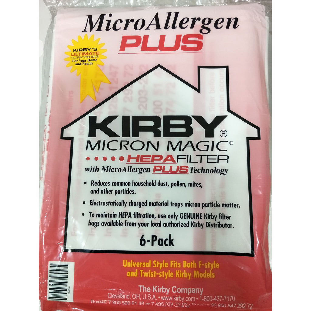 Genuine Kirby's Ultimate Filtration Bags, MICRON ALLERGEN PLUS Fits All Kirby Models 6 Pk
